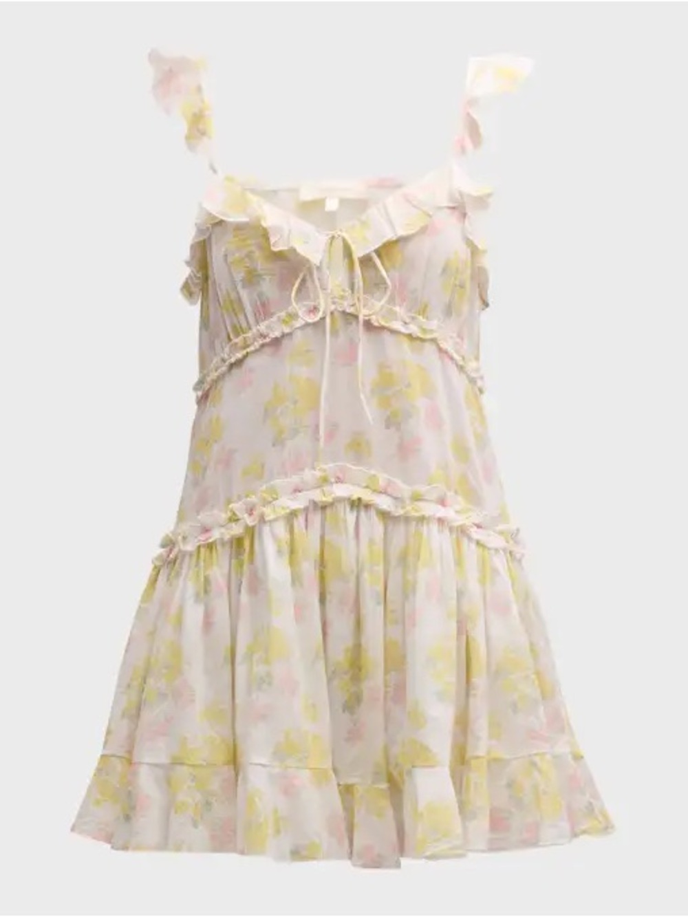 LoveShackFancy White Floral Ruffle Mini Dress - Picture 2 of 2